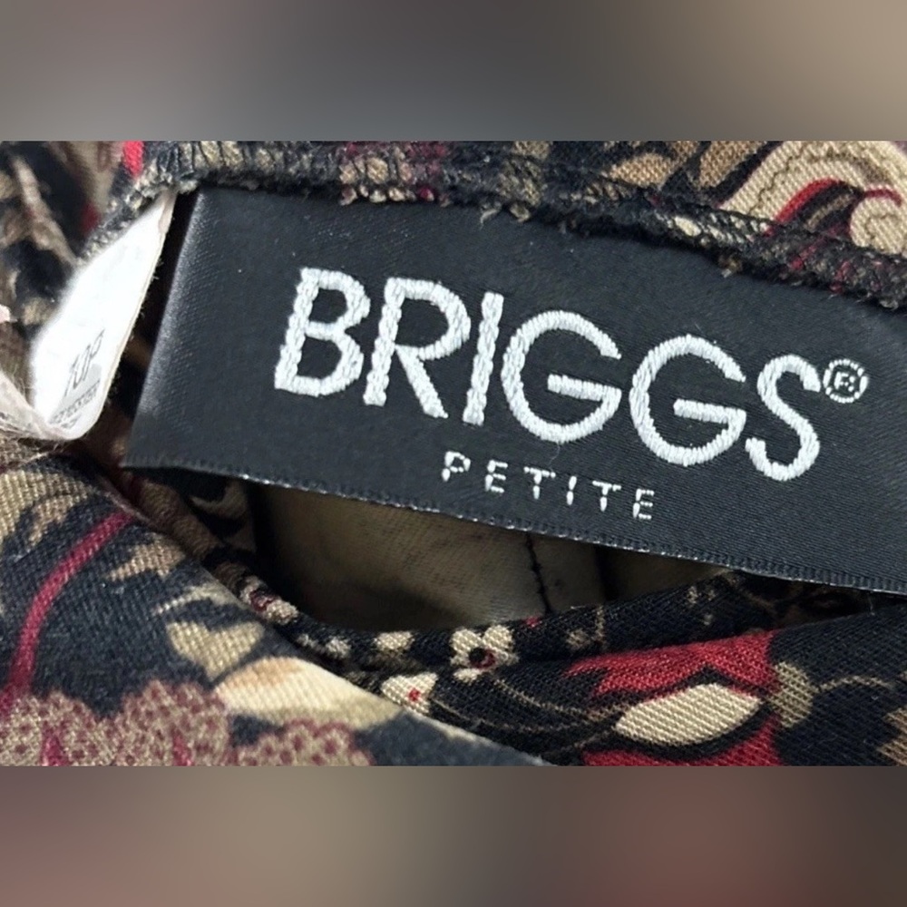 Vintage Briggs New York Sz 10P Floral Paisley Midi Skirt Black Red Tan Boho Y2K - Picture 5 of 7